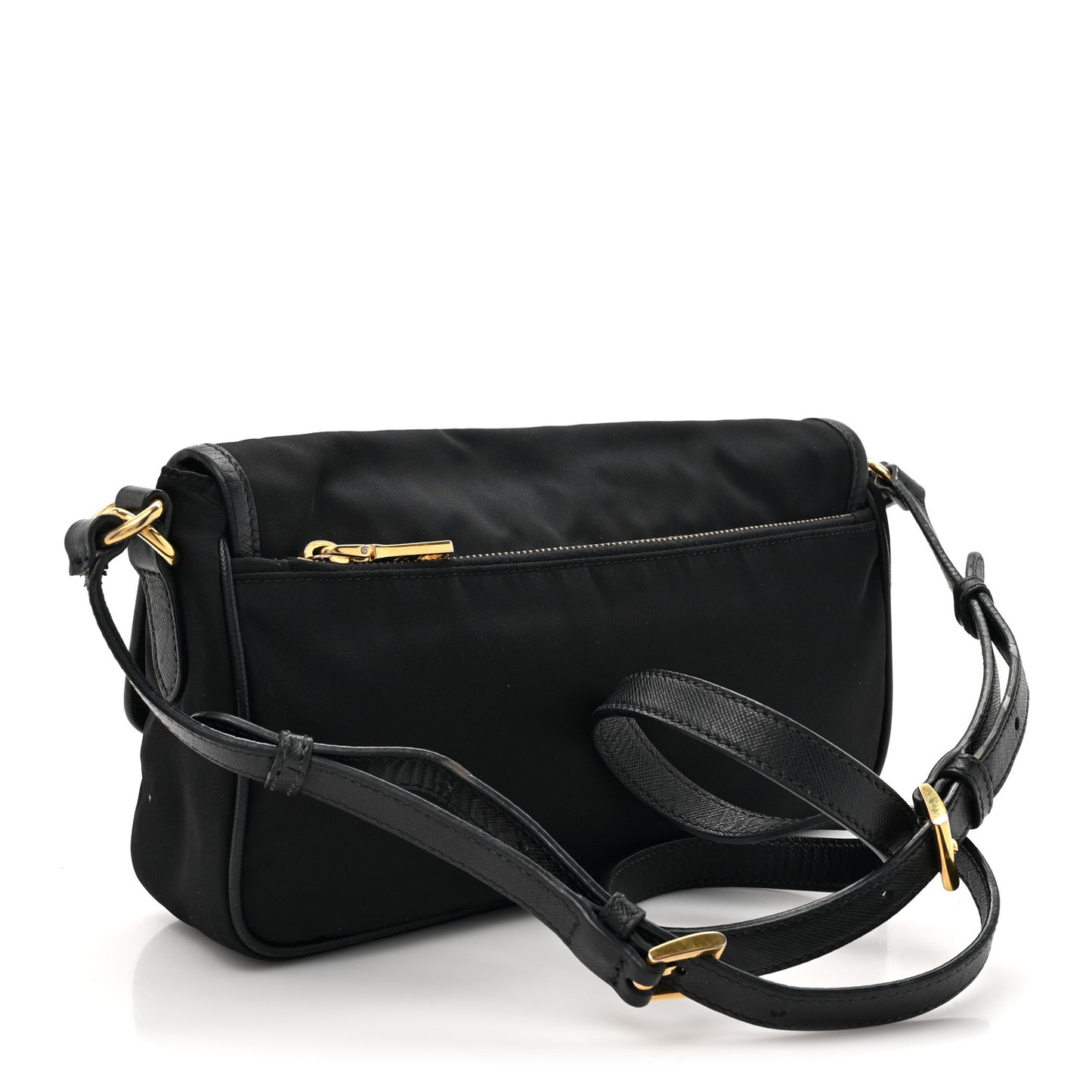 Tessuto Nylon Saffiano Small Messenger Bag Black