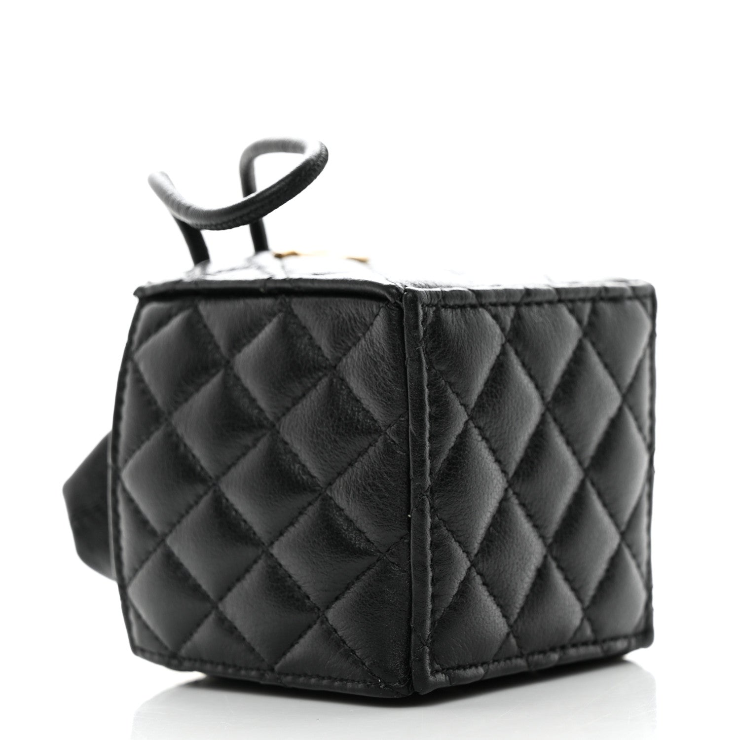 Chanel Calfskin Quilted Mini Drawstring Bucket Bag Black 4 of 8