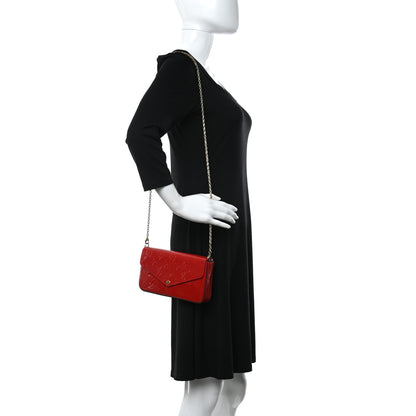 Louis Vuitton Vernis Felicie Pochette Chain Wallet Cherry 2 of 15