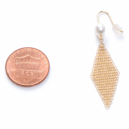 Tiffany 18K Yellow Gold Pearl Mesh Earrings 2 of 4