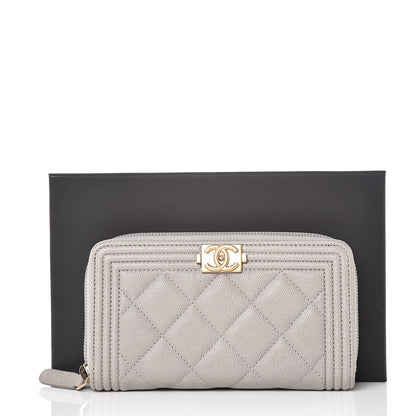 Chanel Caviar Quilted Small Boy Zip Around Wallet Grey 8 of 8