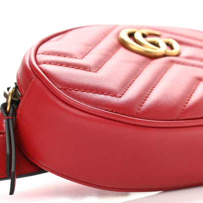 Gucci Calfskin Matelasse GG Marmont Belt Bag 85 34 Hibiscus Red 8 of 9