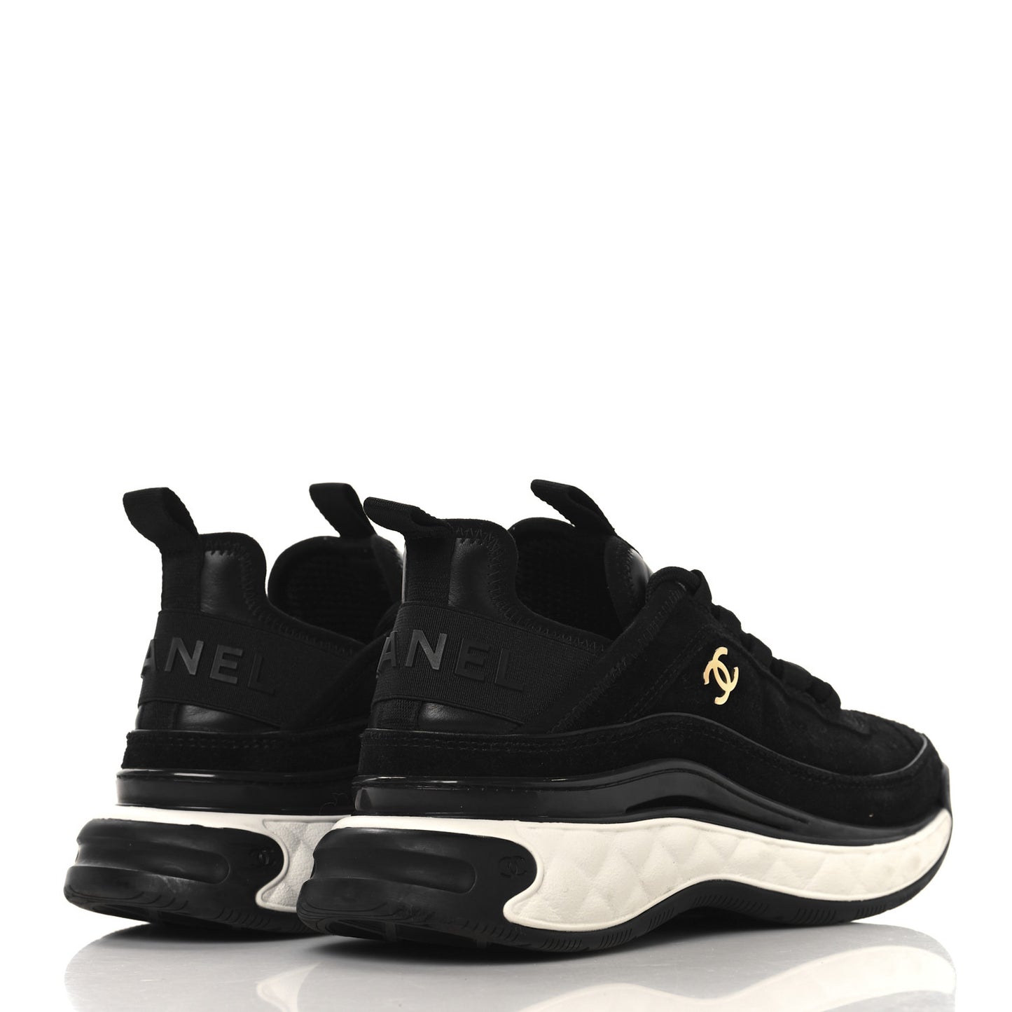 Suede Calfskin Nylon Grosgrain CC Sneakers 37 Black
