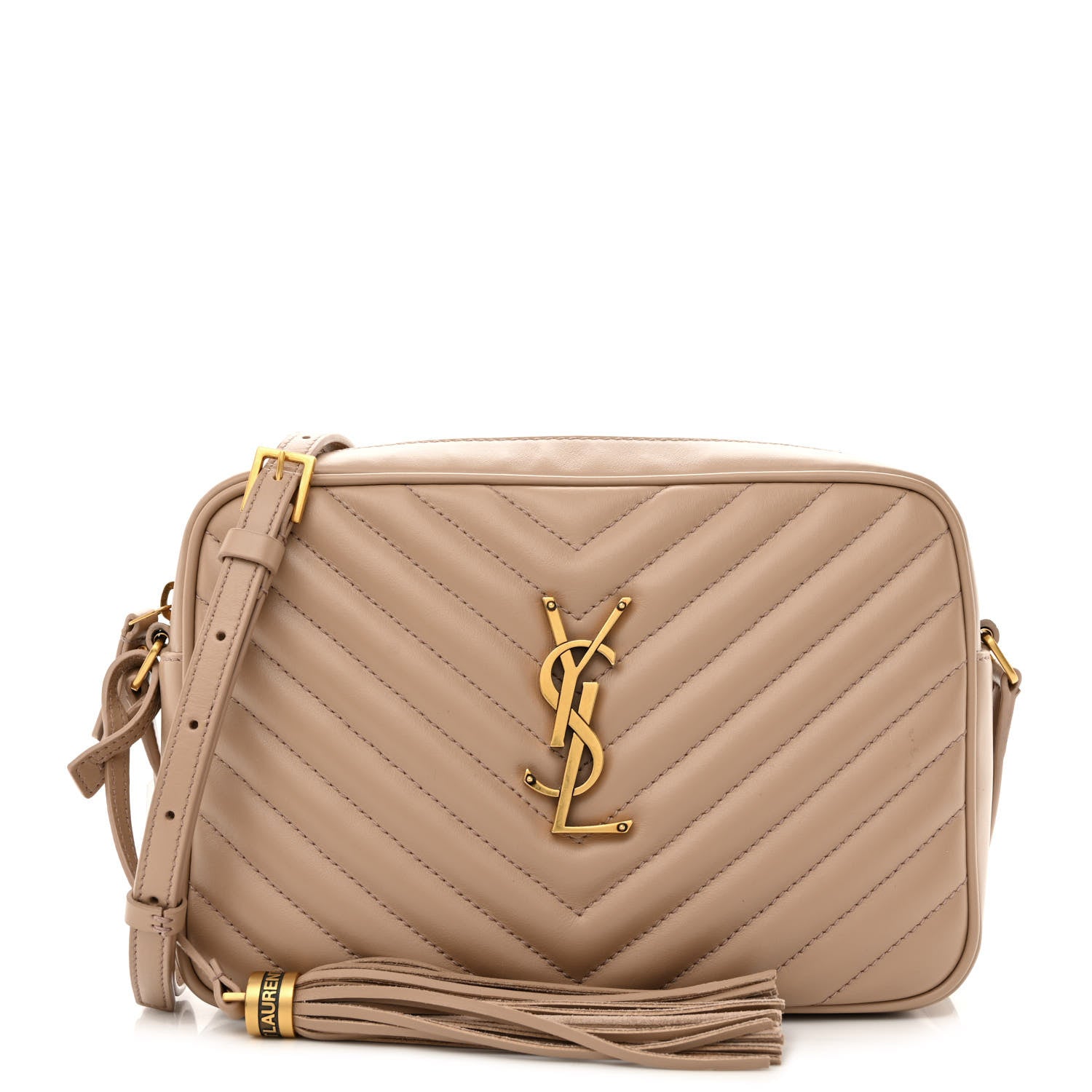 Saint Laurent Calfskin Matelasse Monogram Lou Camera Bag Dark Beige 1 of 10