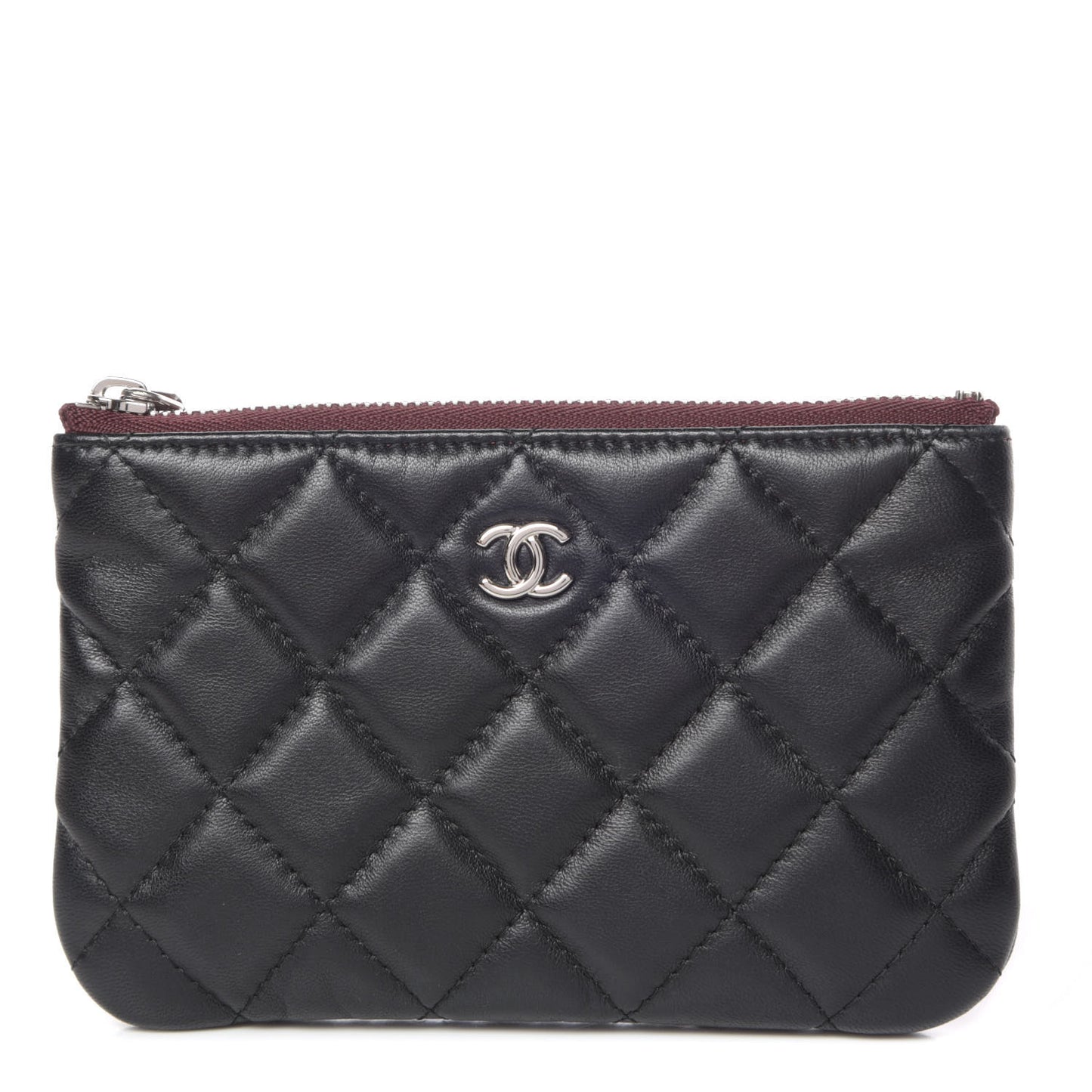 Lambskin Quilted Small Cosmetic Case Black
