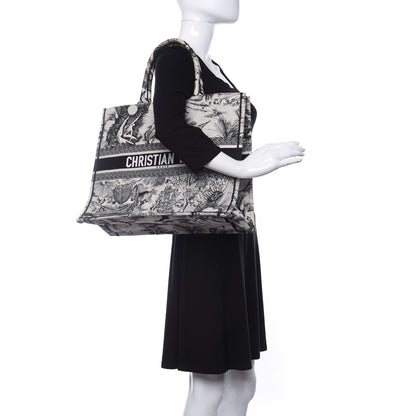 Christian Dior Canvas Embroidered Toile De Jouy Book Tote White Black 2 of 11
