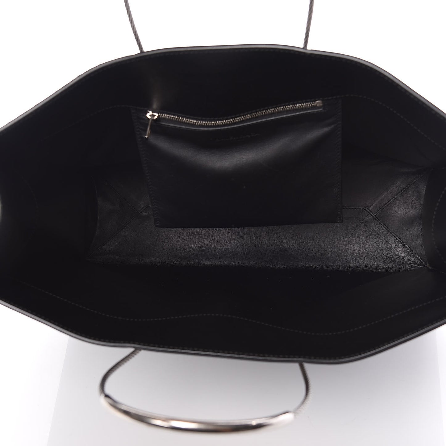 Soft Calfskin Medium Cable Shopper Tote Black