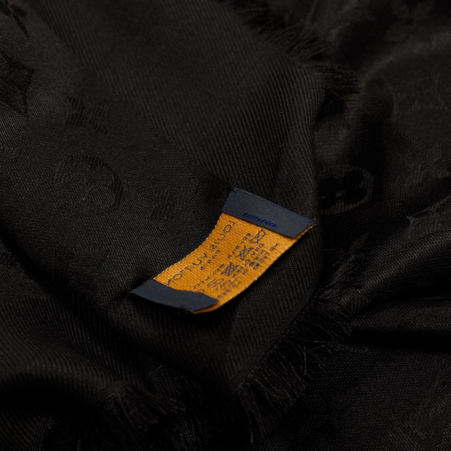 Silk Wool Monogram Shawl Black
