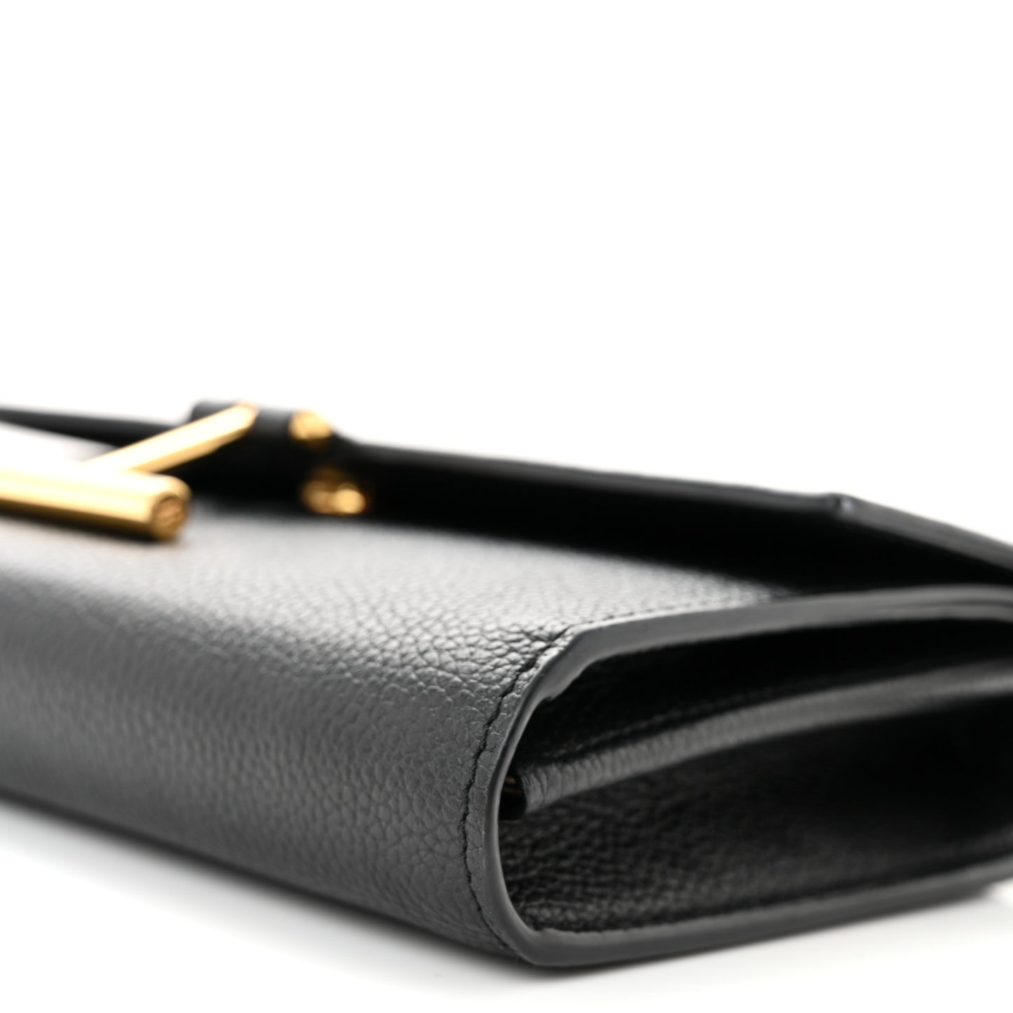 Calfskin T Clasp Tara Wallet On Strap Black