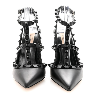 Valentino Garavani Calfskin Nappa Monochrome Rockstud Ankle Strap 100mm Pumps 36.5 Black 3 of 10
