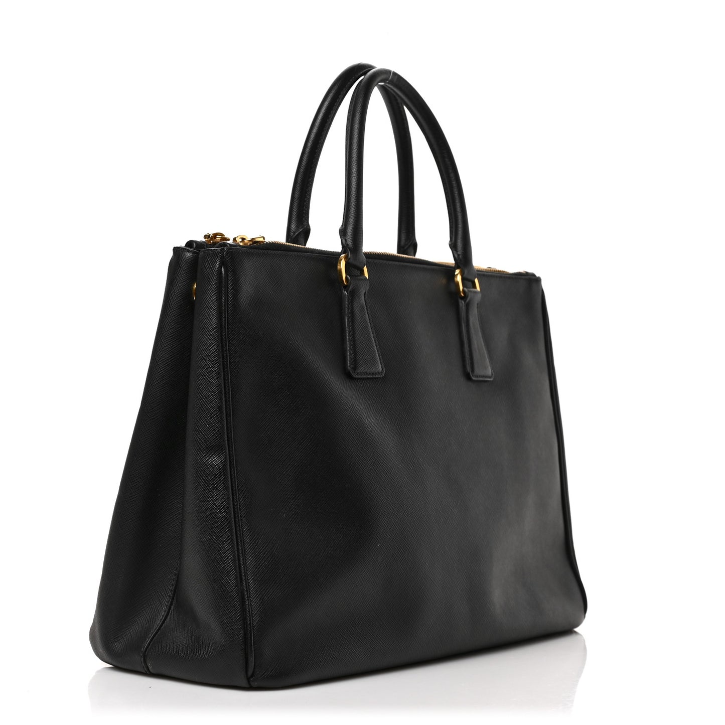 Saffiano Medium Galleria Double Zip Tote Black