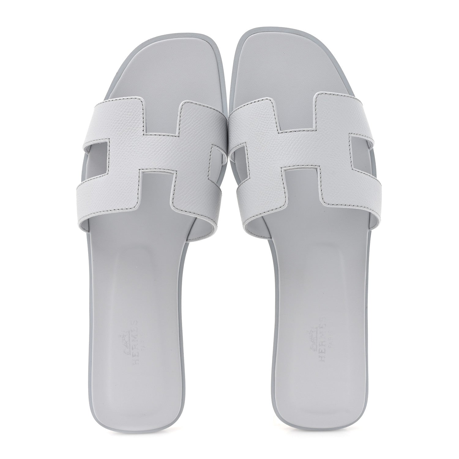 Hermes Epsom Oran Sandals 39.5 Bleu Glacier 2 of 13