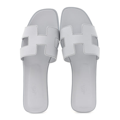 Hermes Epsom Oran Sandals 39.5 Bleu Glacier 2 of 13