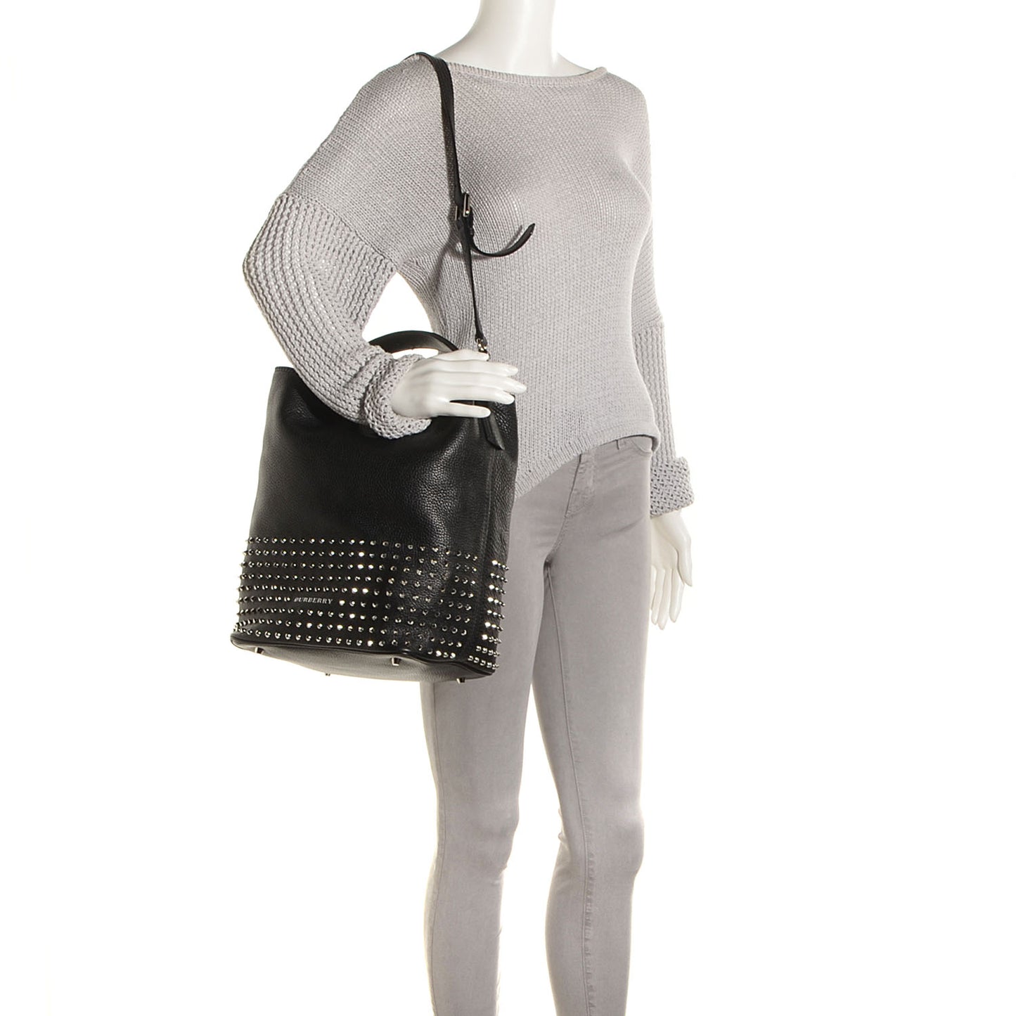 Leather Brit Studded Medium Susanna Hobo Black