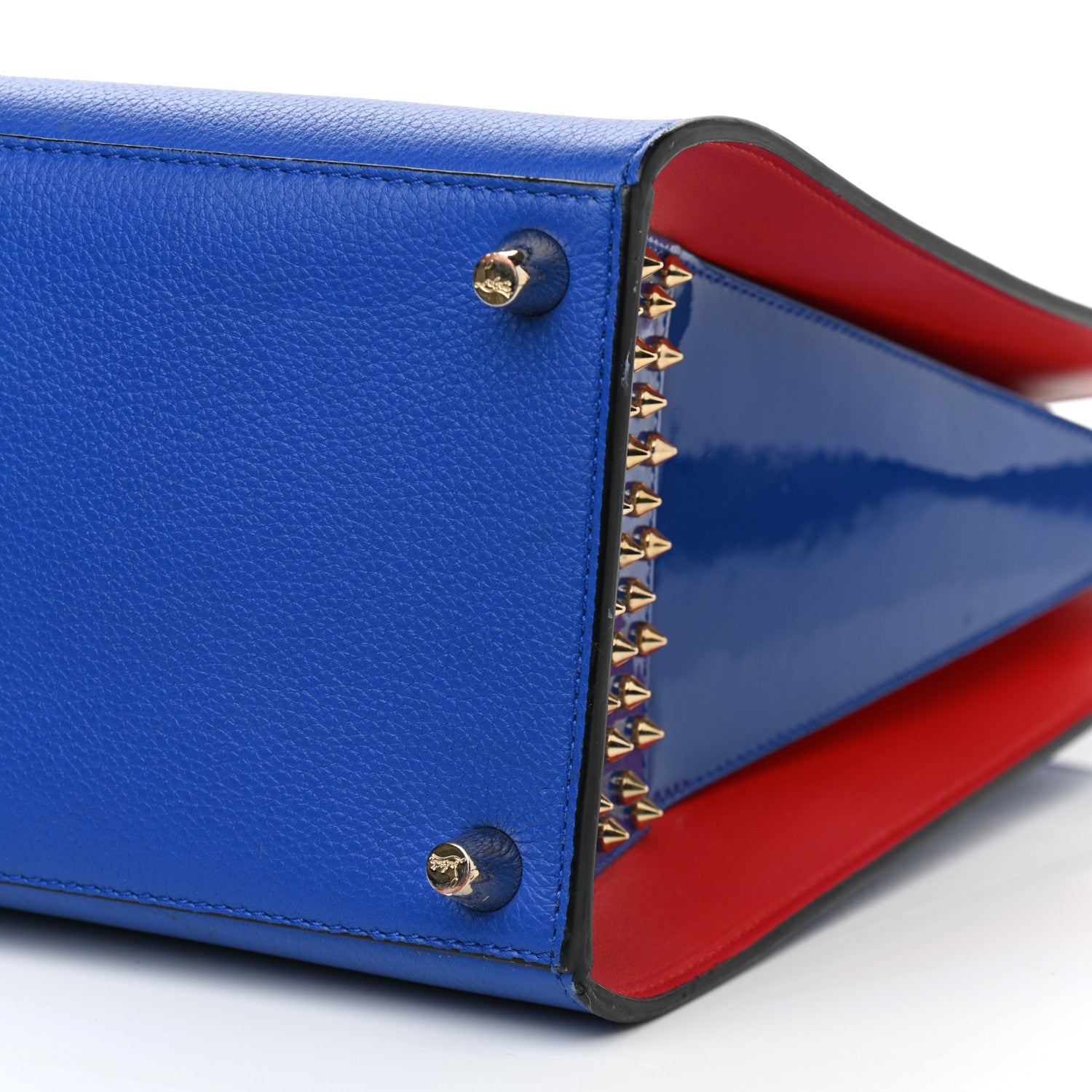 Christian Louboutin Calfskin Patent Studded Large Paloma Blue 10 of 16