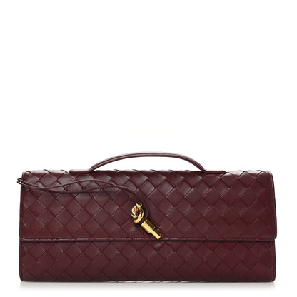 Bottega Veneta Nappa Intrecciato Long Andiamo Top Handle Clutch Barolo 1 of 7