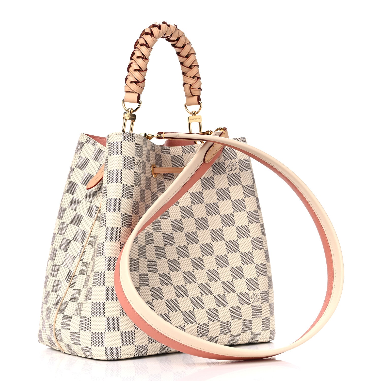 Louis Vuitton Damier Azur Braided Neonoe MM Peach Cream 4 of 11