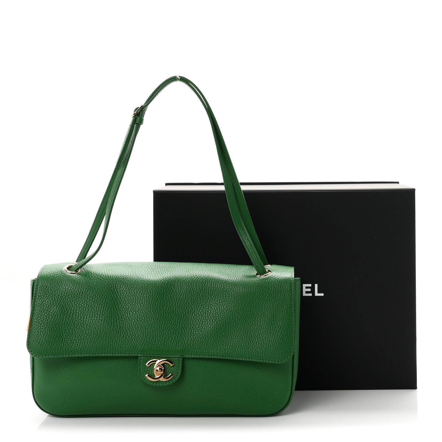 Grained Calfskin Small Souplissimo Maxi Flap Green