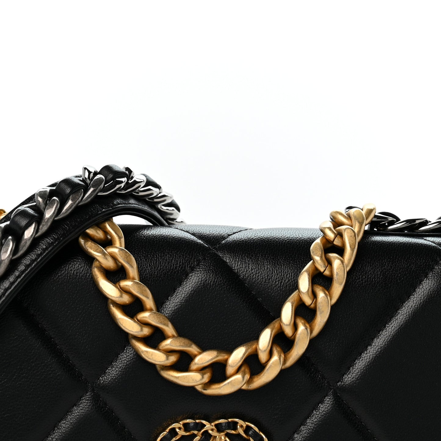 Lambskin Quilted Chanel 19 Wallet On Chain WOC Black