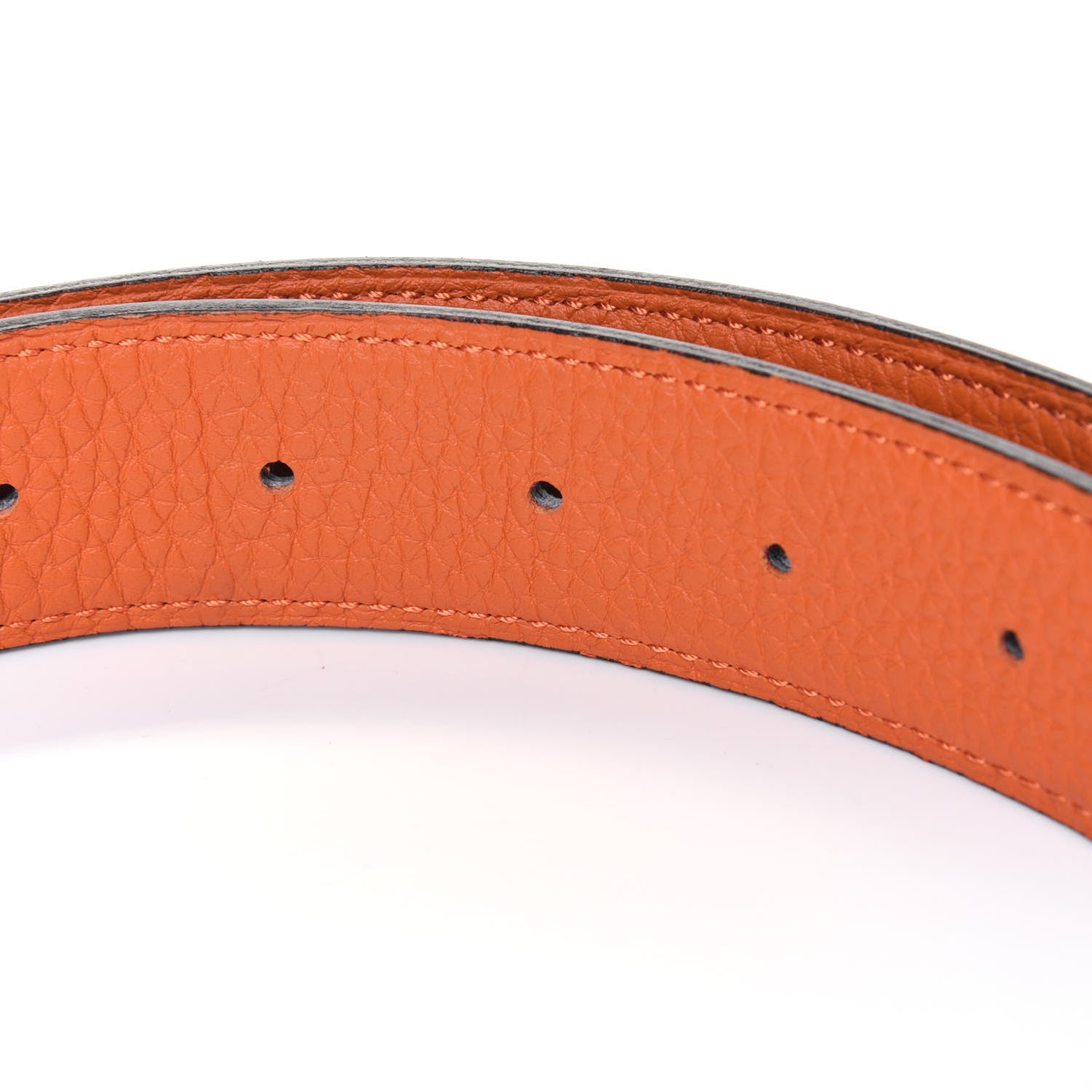 Hermes Box Togo 32mm Guilloche H Belt 90 Black Orange 4 of 11