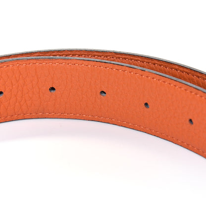 Hermes Box Togo 32mm Guilloche H Belt 90 Black Orange 4 of 11