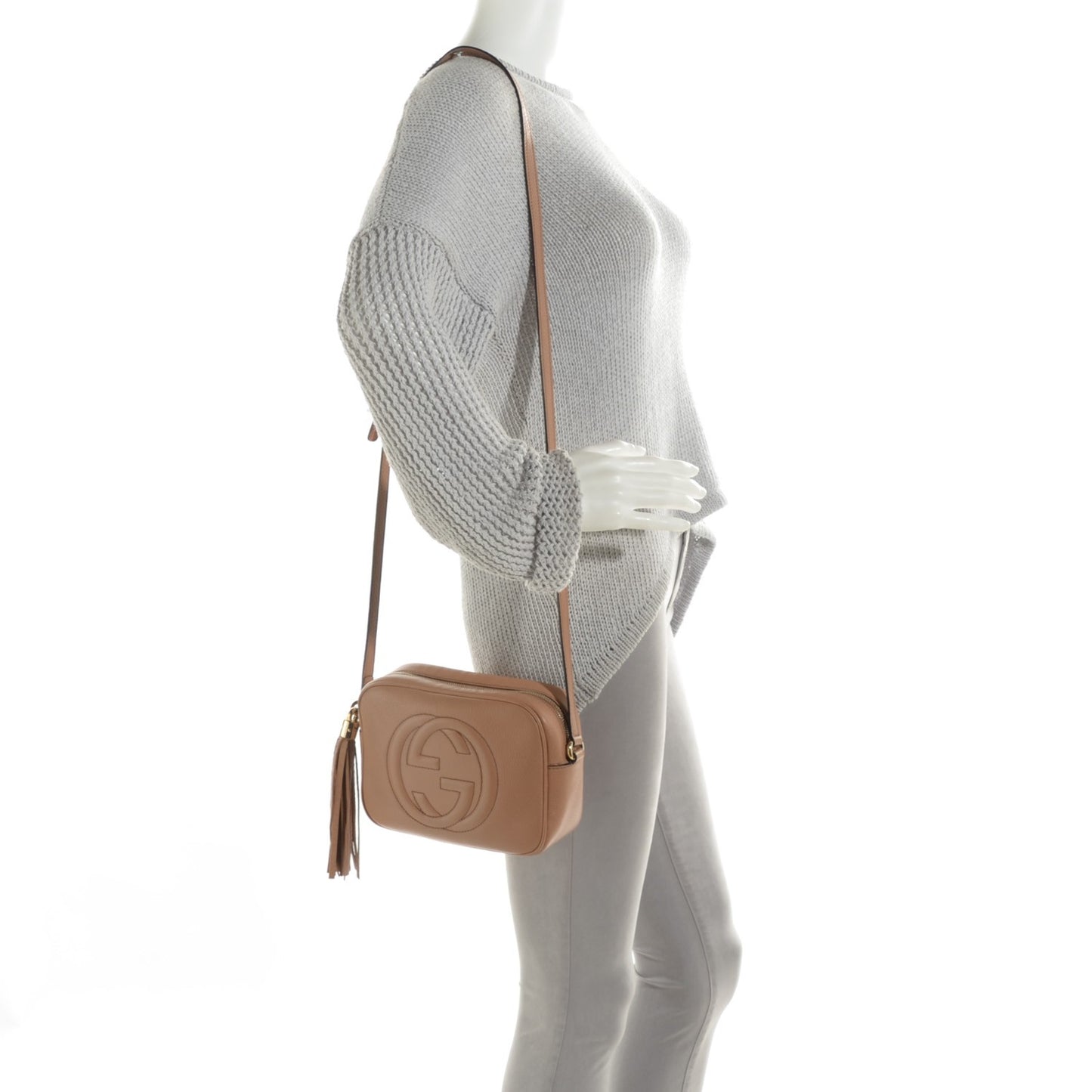 Pebbled Calfskin Small Soho Disco Bag Rose Beige