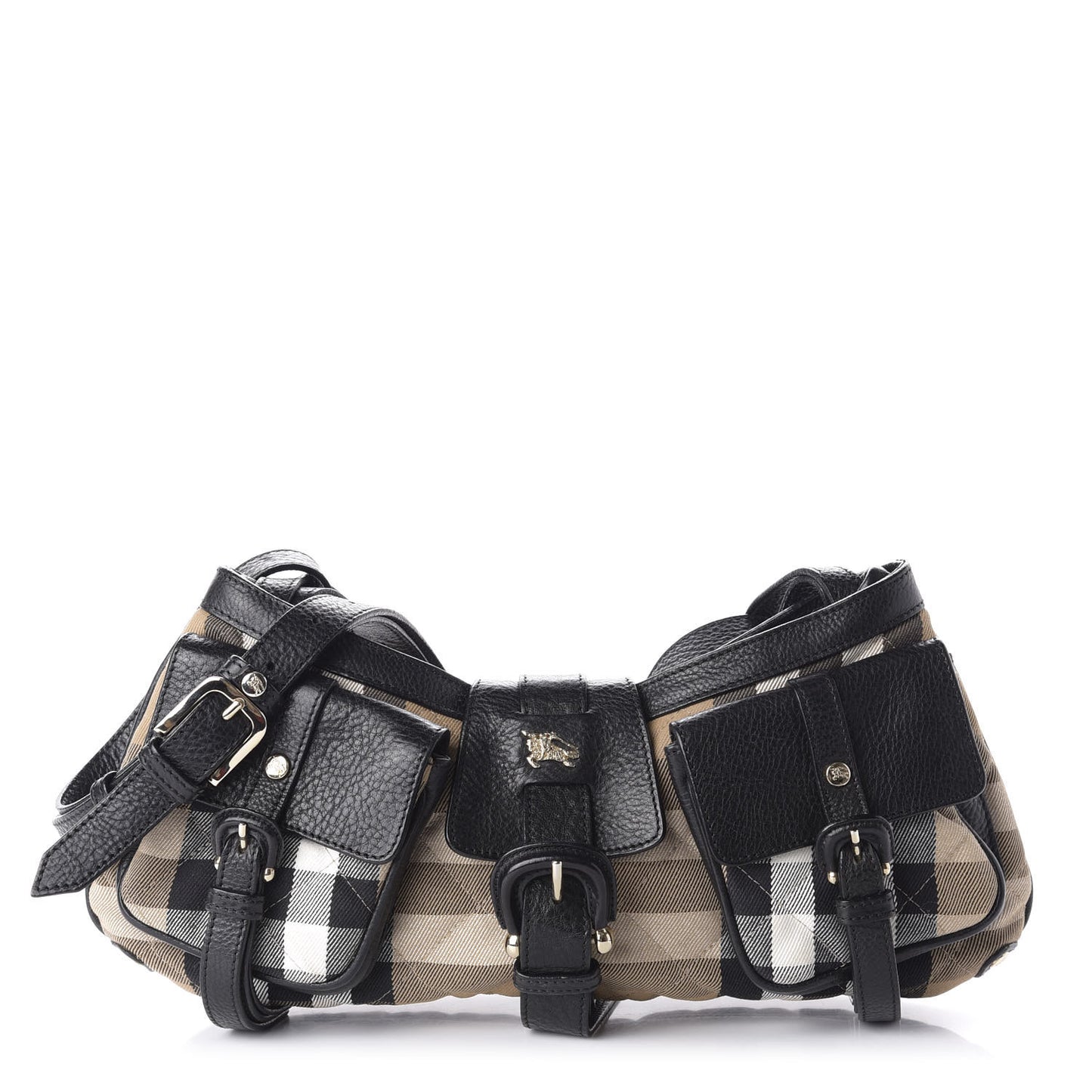 House Check Quilted Shoulder Bag Black