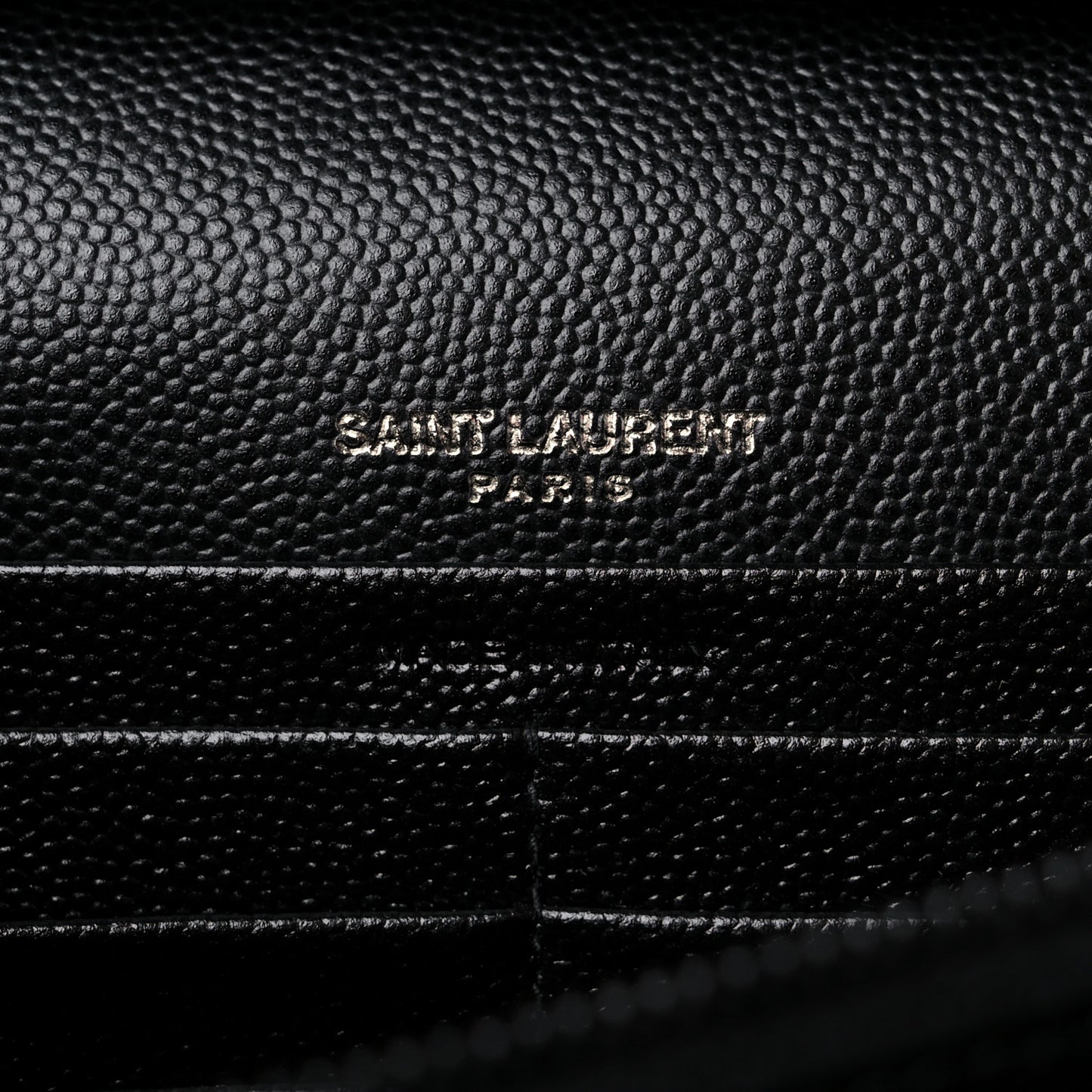 Grain De Poudre Matelasse Chevron Monogram Monochrome Chain Wallet Black