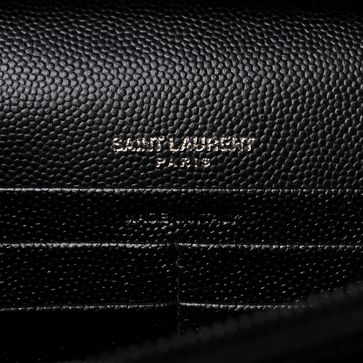 Saint Laurent Grain De Poudre Matelasse Chevron Monogram Monochrome Chain Wallet Black 6 of 9