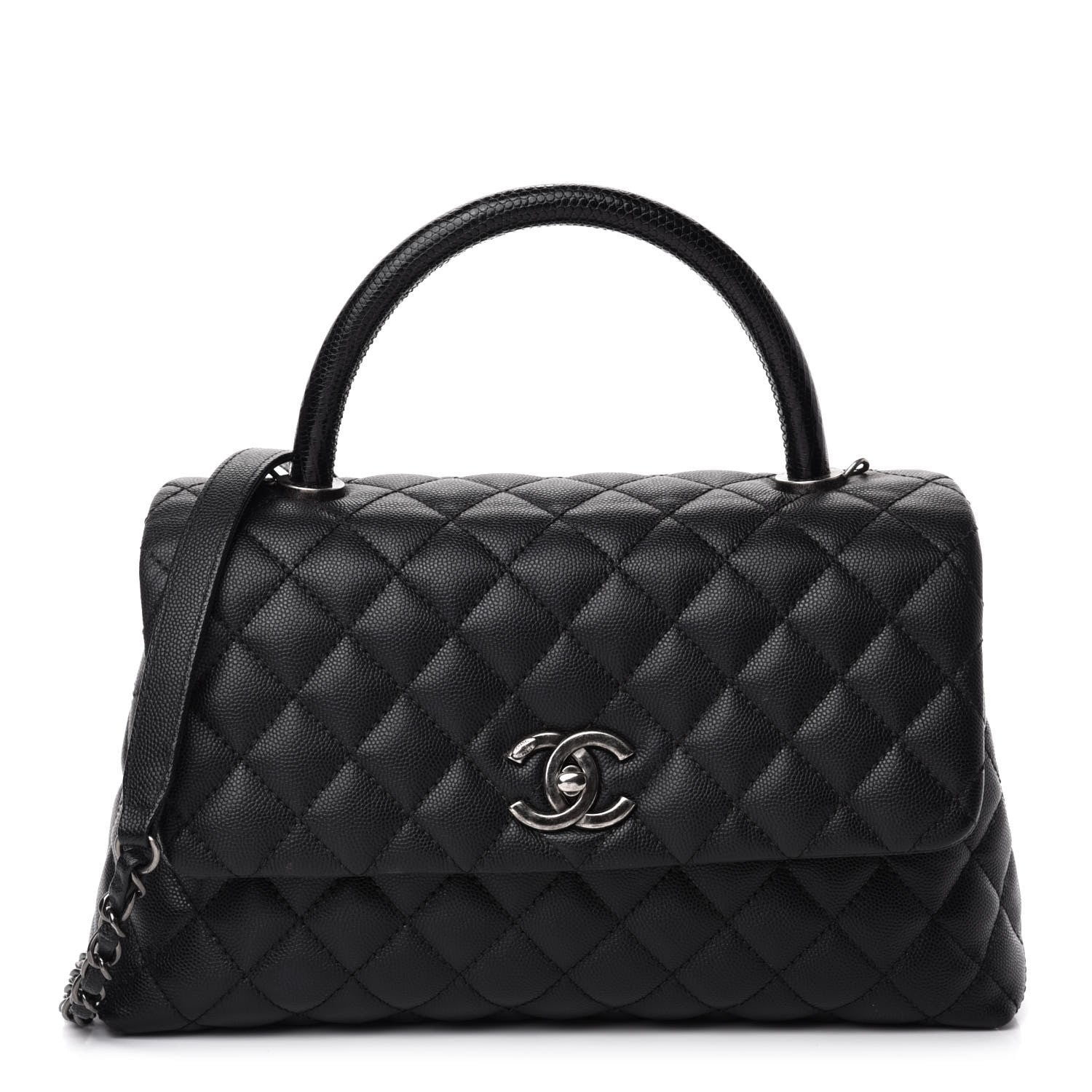 Chanel Caviar Lizard Quilted Small Coco Handle Flap Black 1 of 17