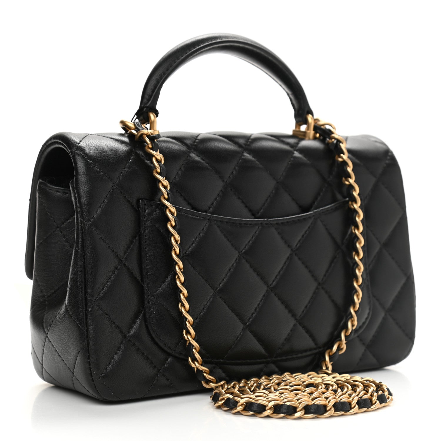 Chanel Lambskin Quilted Mini Top Handle Rectangular Flap Black 3 of 11