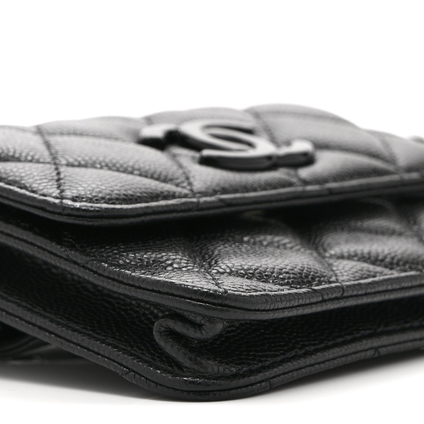 Caviar Quilted My Everything Belt Flap Card Holder Black