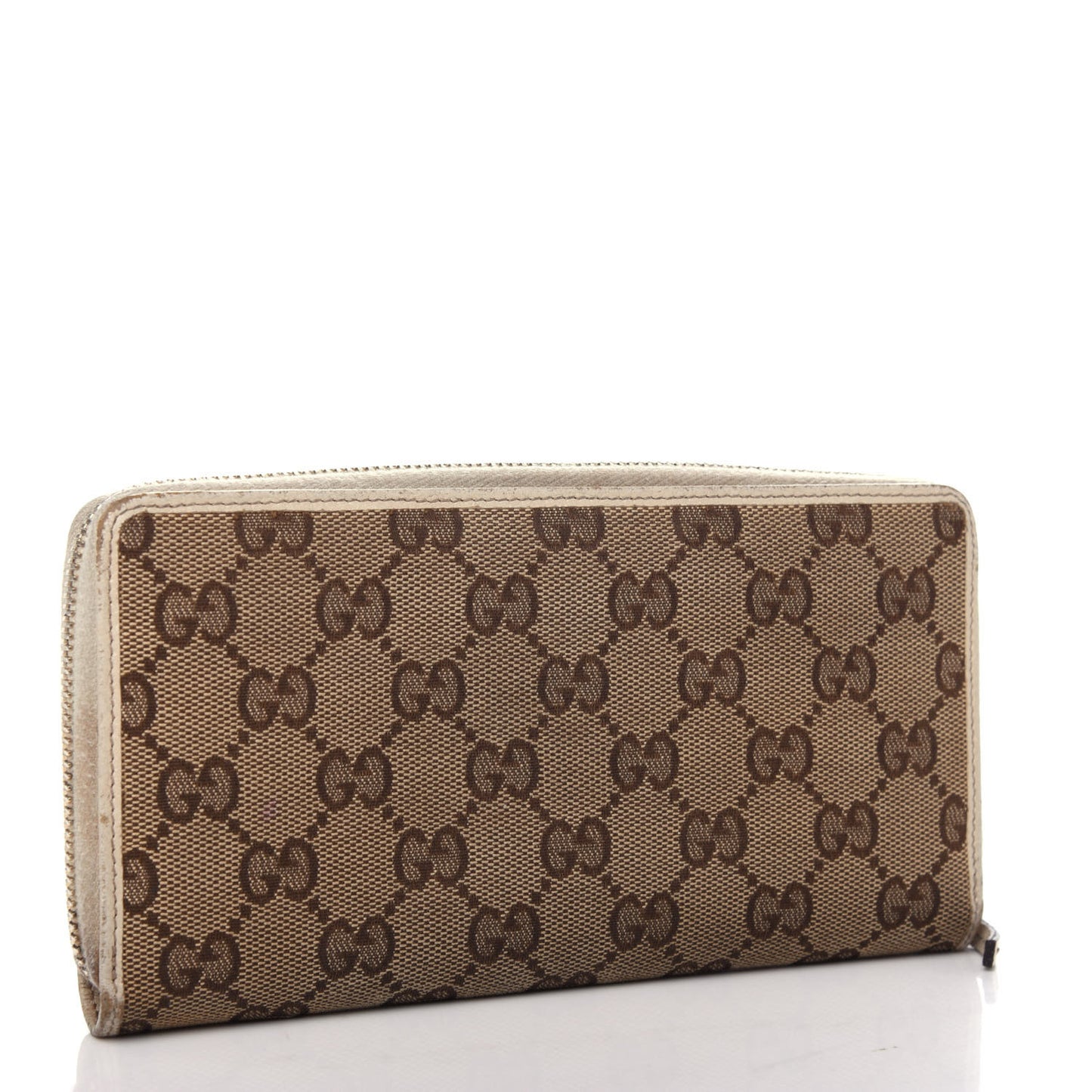 Monogram Metal Bar Zip Around Wallet Beige Ebony Off White