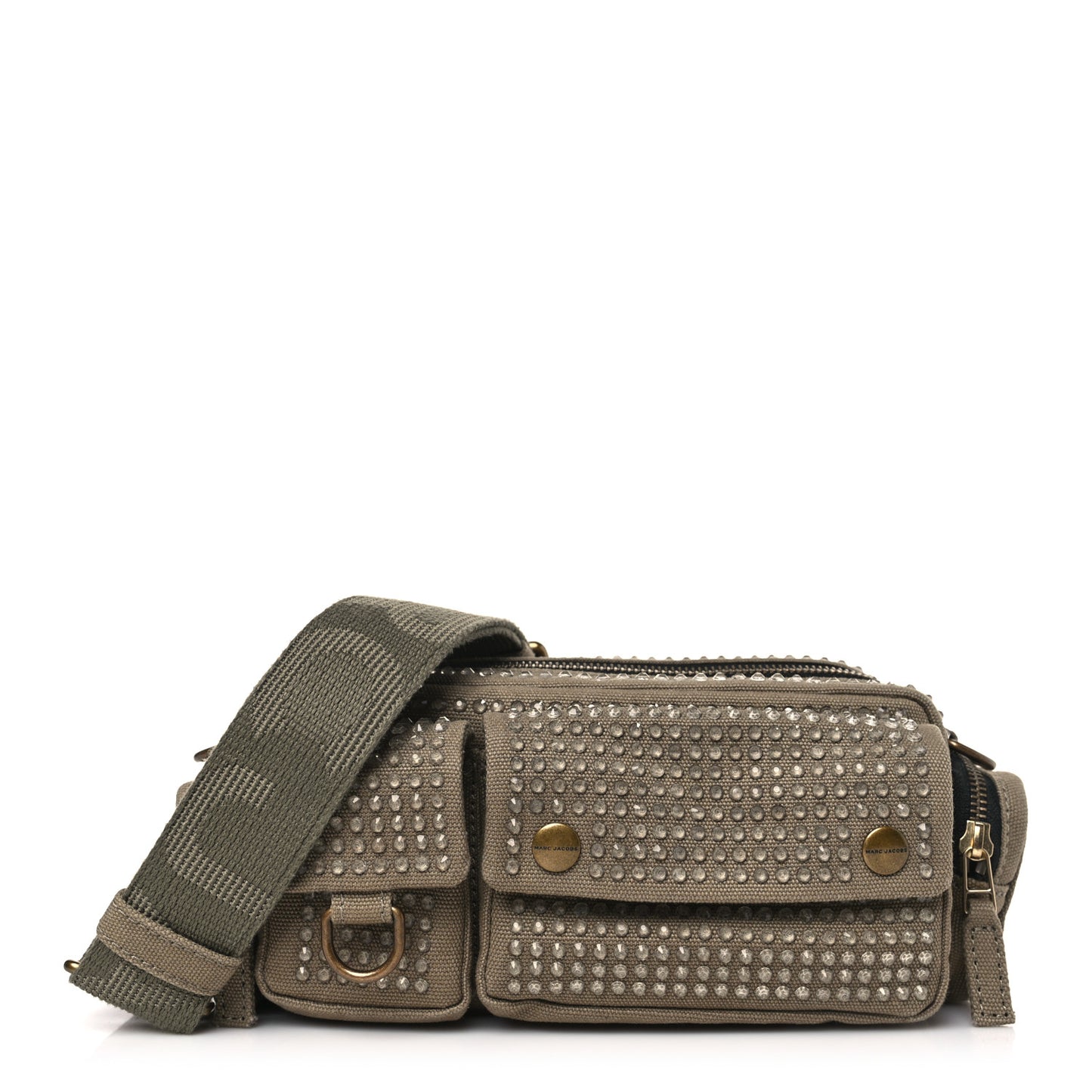Cotton Canvas Crystal Embellished The Cargo Bag Slate Green