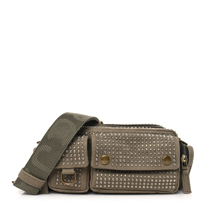Marc Jacobs Cotton Canvas Crystal Embellished The Cargo Bag Slate Green 1 of 8