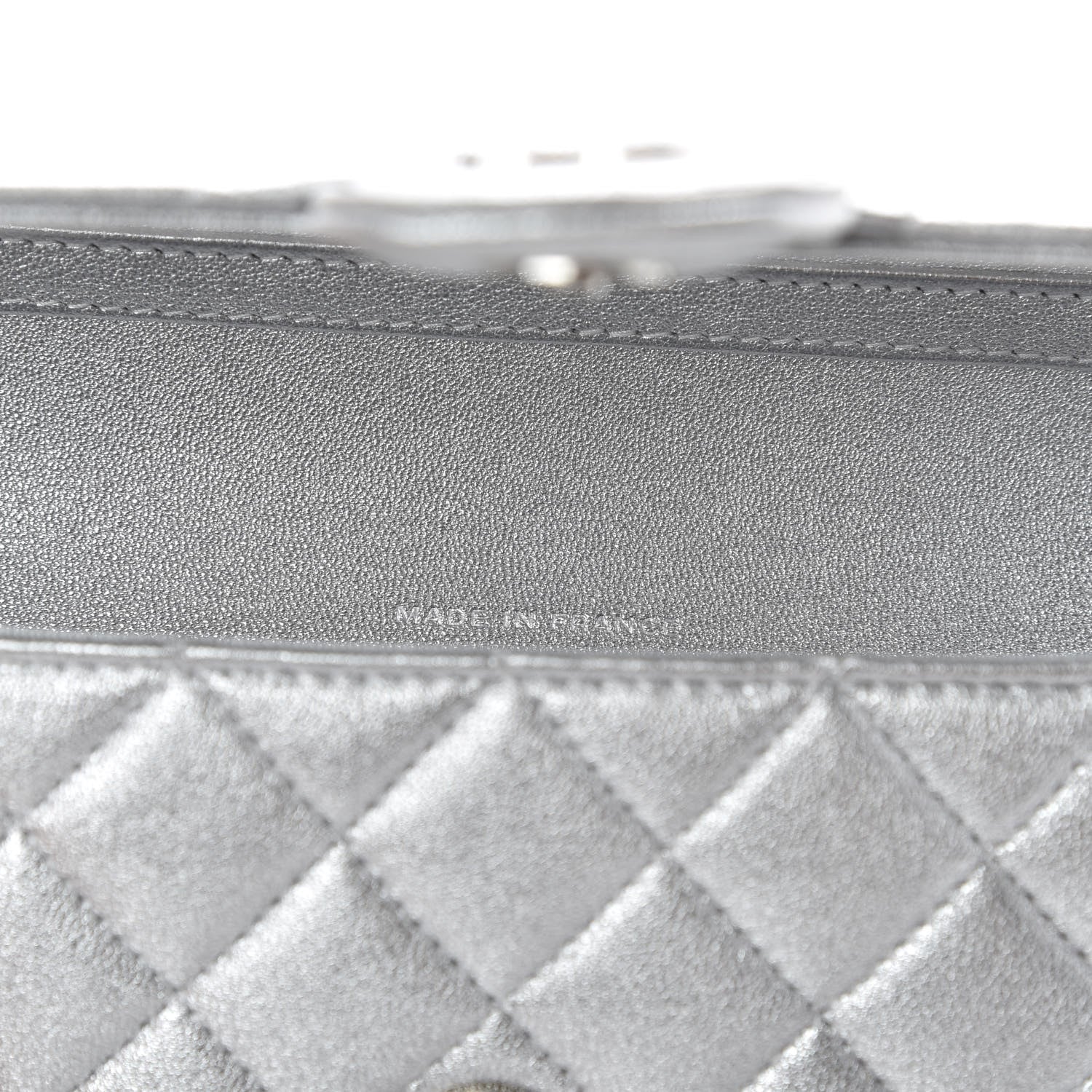 Chanel Metallic Lambskin Quilted Glasses Case With Chain Silver 9 of 11
