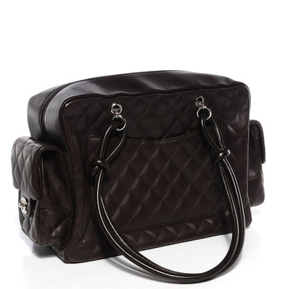 Chanel Calfskin Quilted Large Cambon Multipocket Reporter Brown Beige 3 of 8