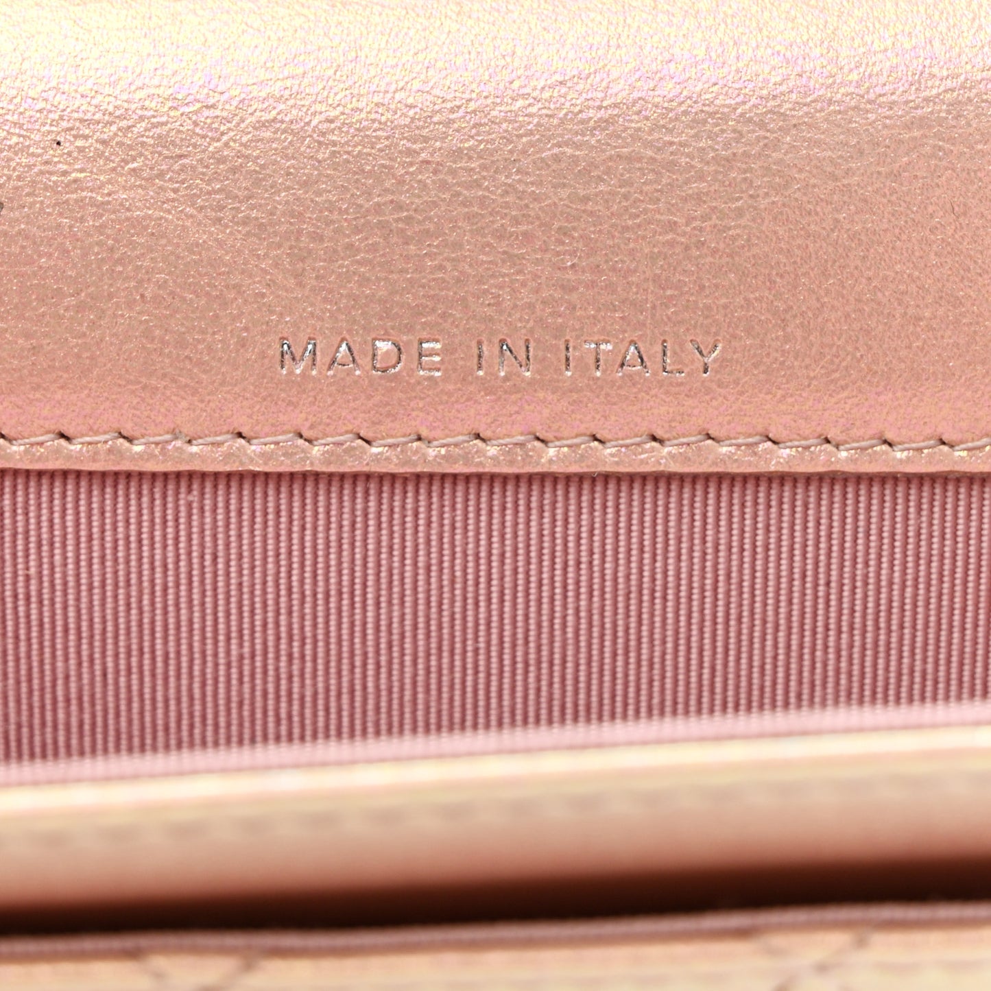 Iridescent Calfskin Quilted Flap Card Holder Wallet Pink