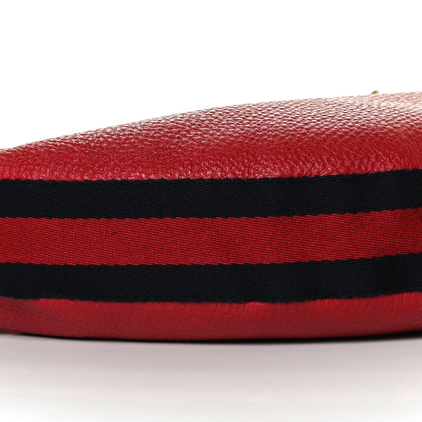 Pebbled Calfskin Web Bamboo Ring Hobo Red