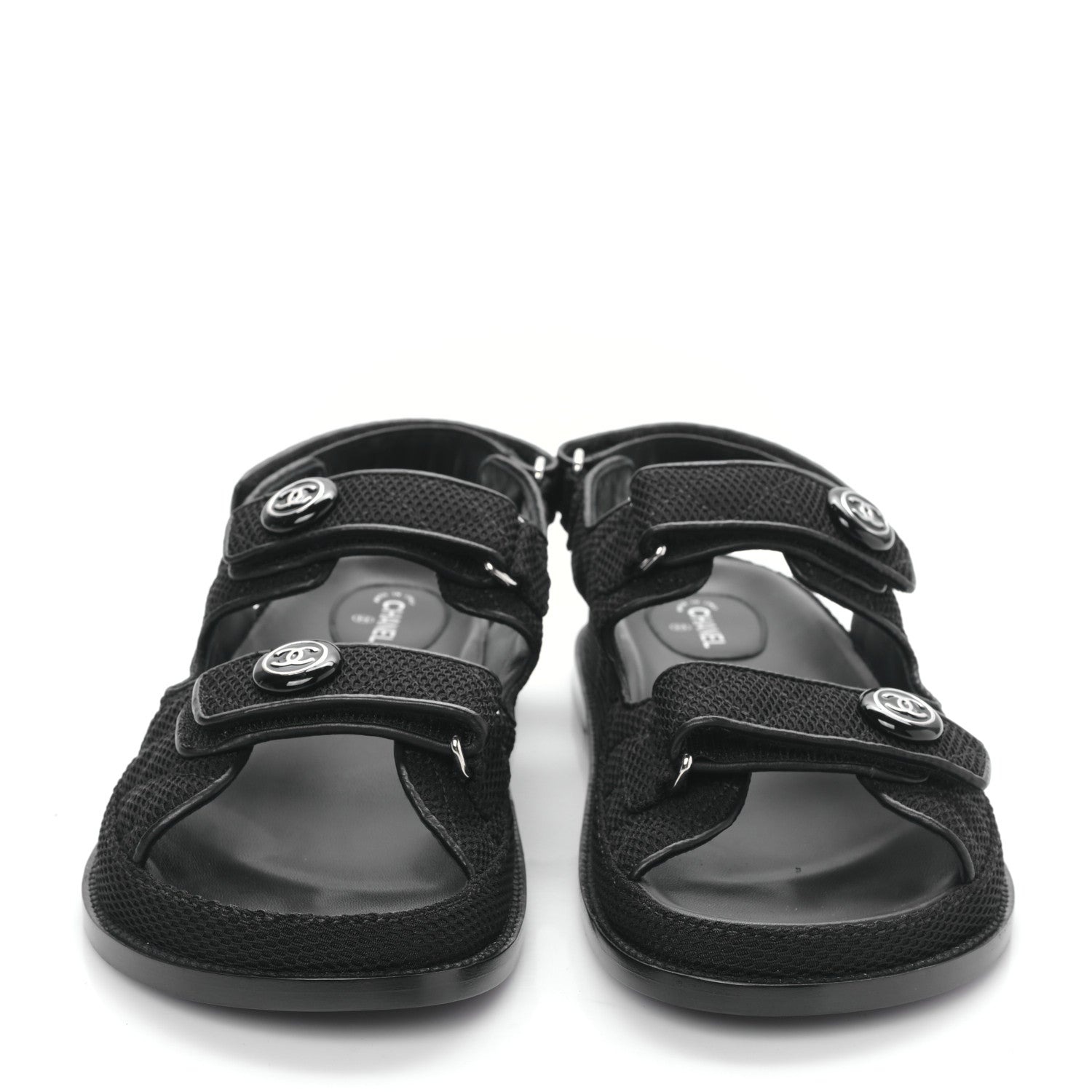 Chanel Fabric Velcro Dad Sandals 41.5 Black 2 of 8