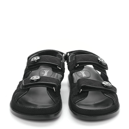 Chanel Fabric Velcro Dad Sandals 41.5 Black 2 of 8