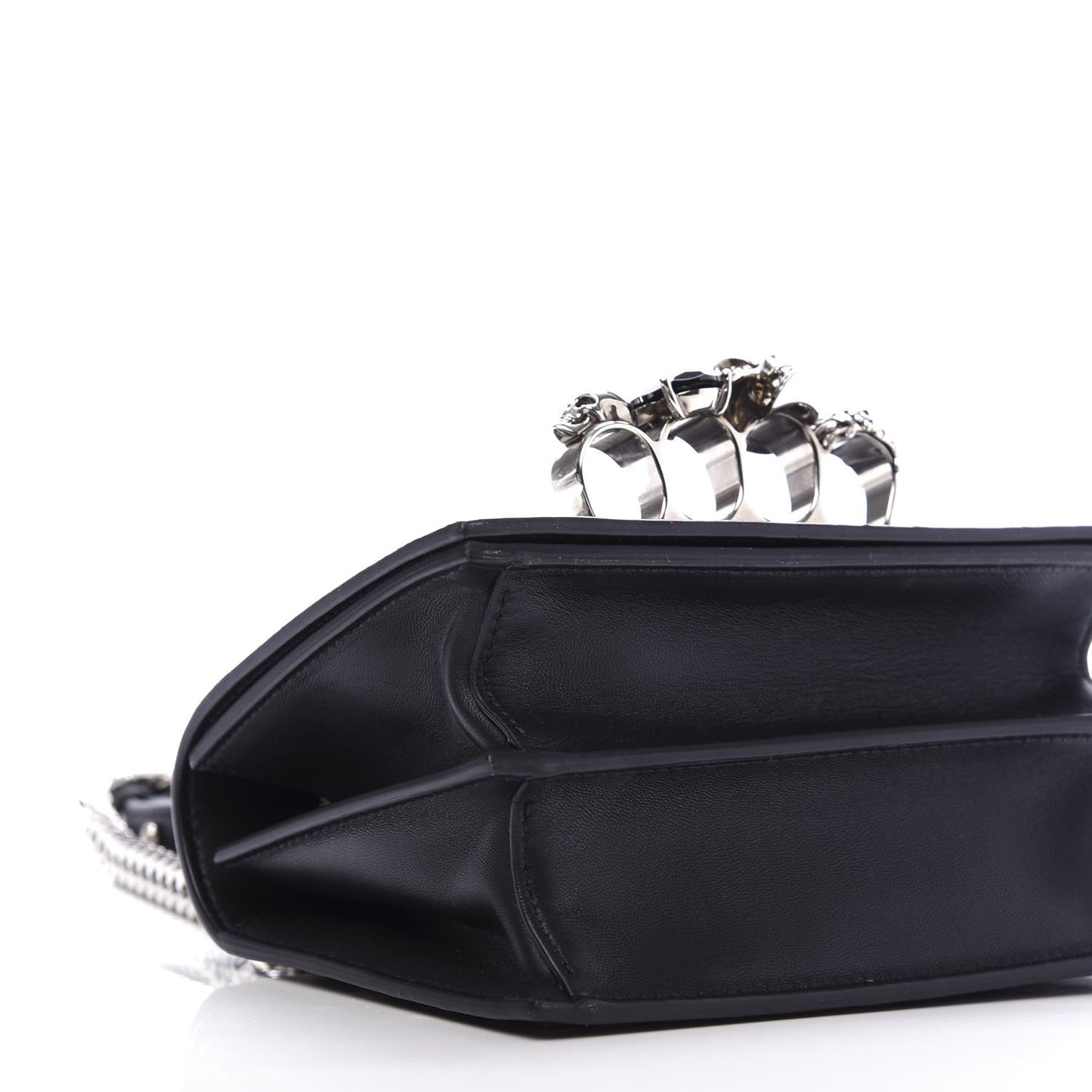 Calfskin Embroidered Knuckle Crossbody Black