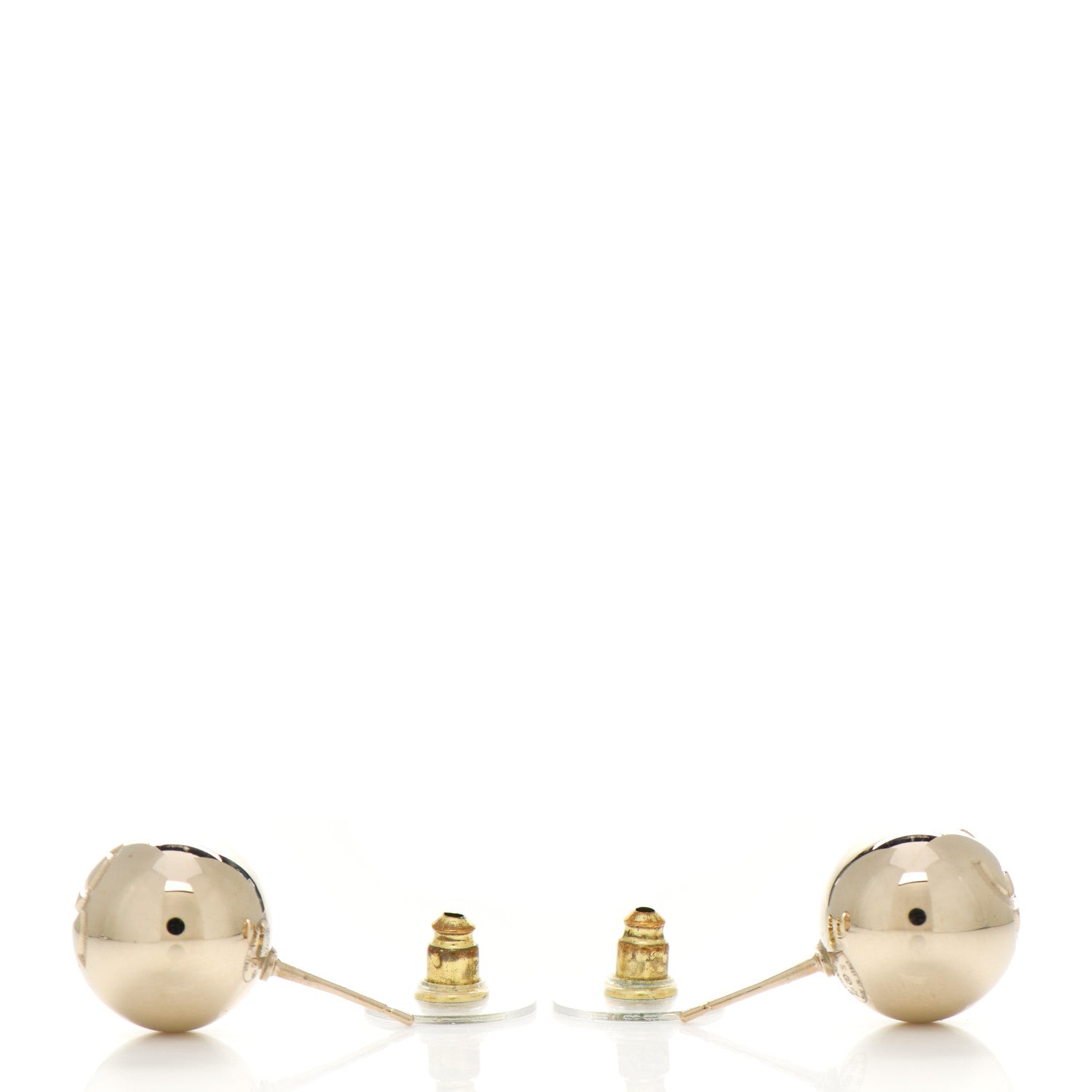 Chanel Metal Bead CC Stud Earrings Gold 3 of 4