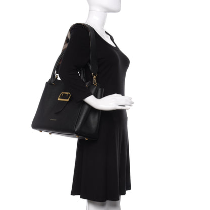 Burberry Soft Grain Calfskin Medium Buckle Tote Black 2 of 10
