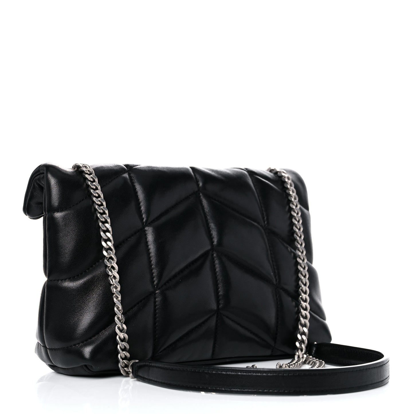 Lambskin Quilted Toy Loulou Puffer Monogram Chain Satchel Black