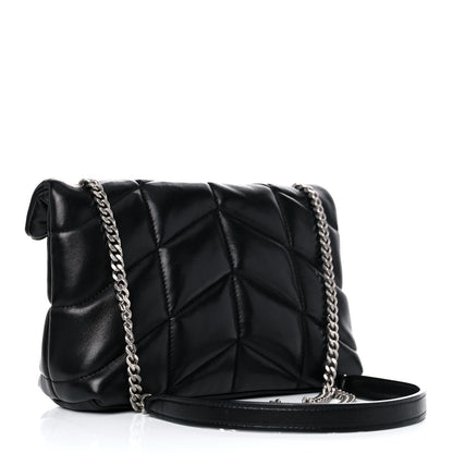 Saint Laurent Lambskin Quilted Toy Loulou Puffer Monogram Chain Satchel Black 3 of 12