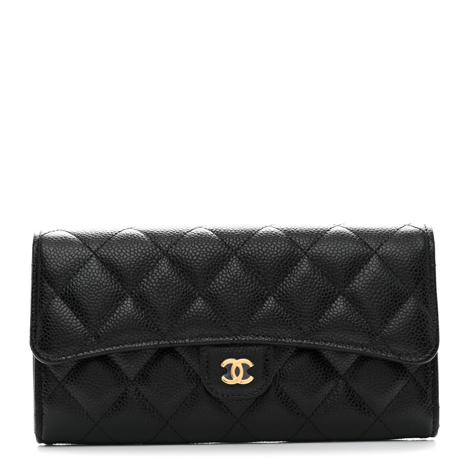 Chanel Caviar Quilted Large Gusset Flap Wallet Black 1 of 9