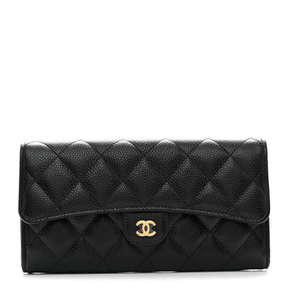 Chanel Caviar Quilted Large Gusset Flap Wallet Black 1 of 9
