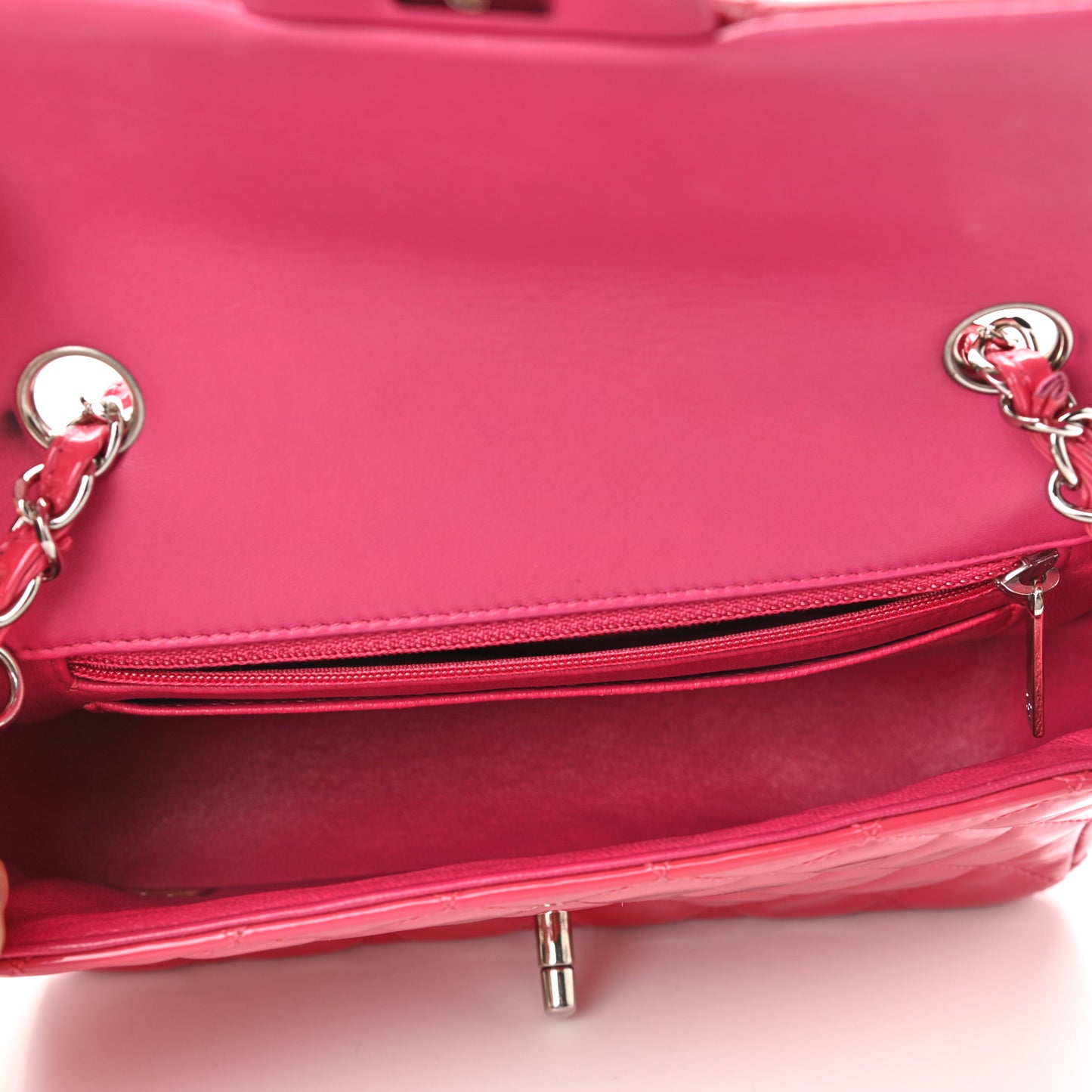 Patent Quilted Mini Rectangular Flap Fuchsia