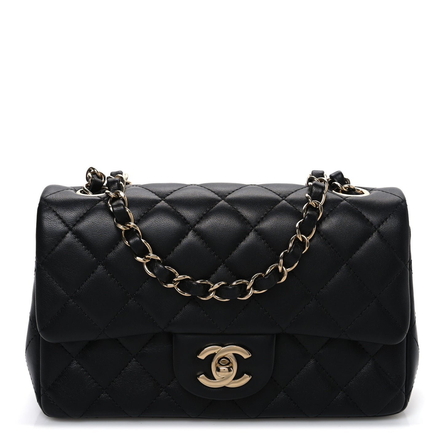 Lambskin Quilted Mini Rectangular Flap Black